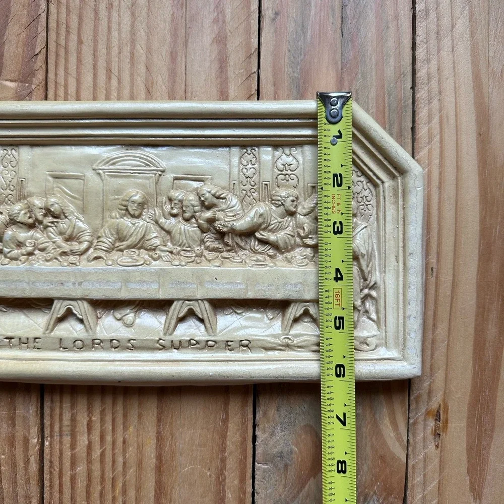 VTG  Chalkware 3D The Lords Supper Raised Relief Jesus Wall Hanging Plaque Decor